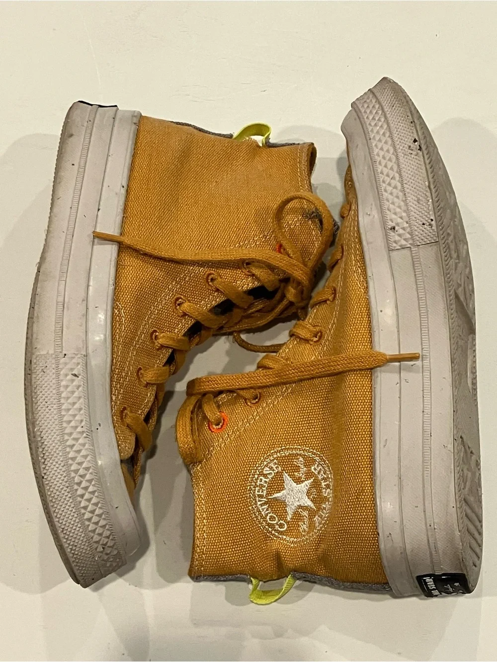 Unisex High-Top Canvas Sneakers in Mustard Yellow